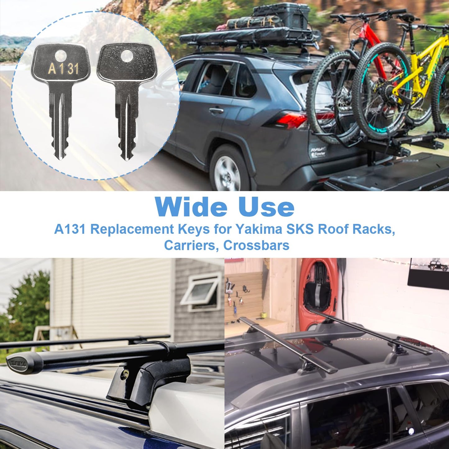 A131 SKS roof Rack Key,Yakima Replacement Key,Replacement Keys for Yakima SKS Ski,Roof,Cargo Box,Carrier Racks and Crossbars with Code Series A131[2 Pack]
