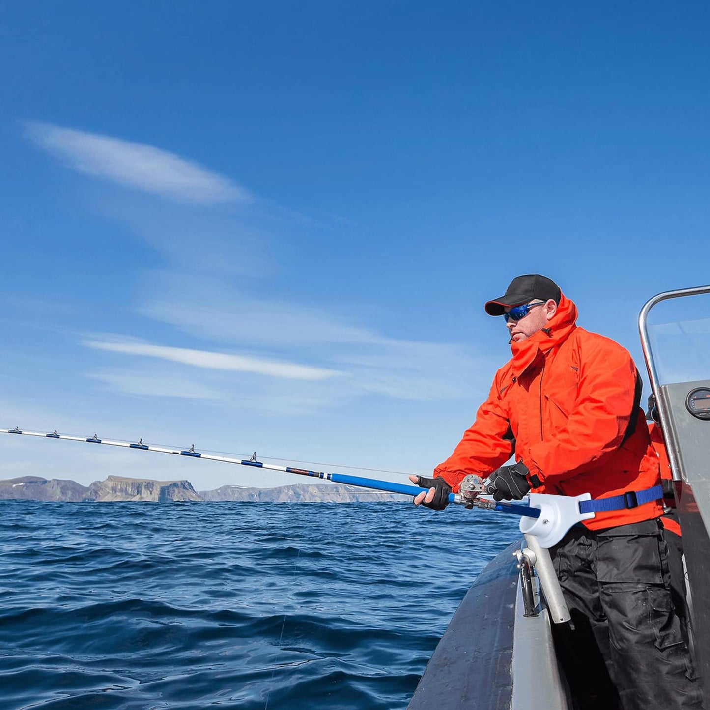 ASOCEA 2 Pcs Fishing Belt Rod Holder 2.5 Inch Inner Dia Offshore Tackle Boat Fishing Fighting Waist Belt Adjustable Fishing Waist Belt Rod Holder with Soft Padded