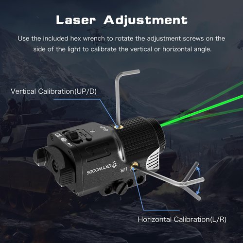 Skywoods Pistol Laser Light Combo - 800 Lumens Green Laser Beam Flashlight Combo for Glock Rifle with Picatinny 1913 Rail, Tactical Weapon Light Gun Laser and Flashlight, Rechargeable 500mAh Battery