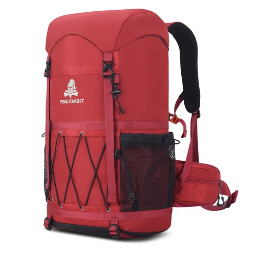 Bseash 40L Waterproof Hiking Backpack with Rain Cover, Outdoor Sport Travel Bag Daypack for Camping Climbing Skiing Cycling (Red)