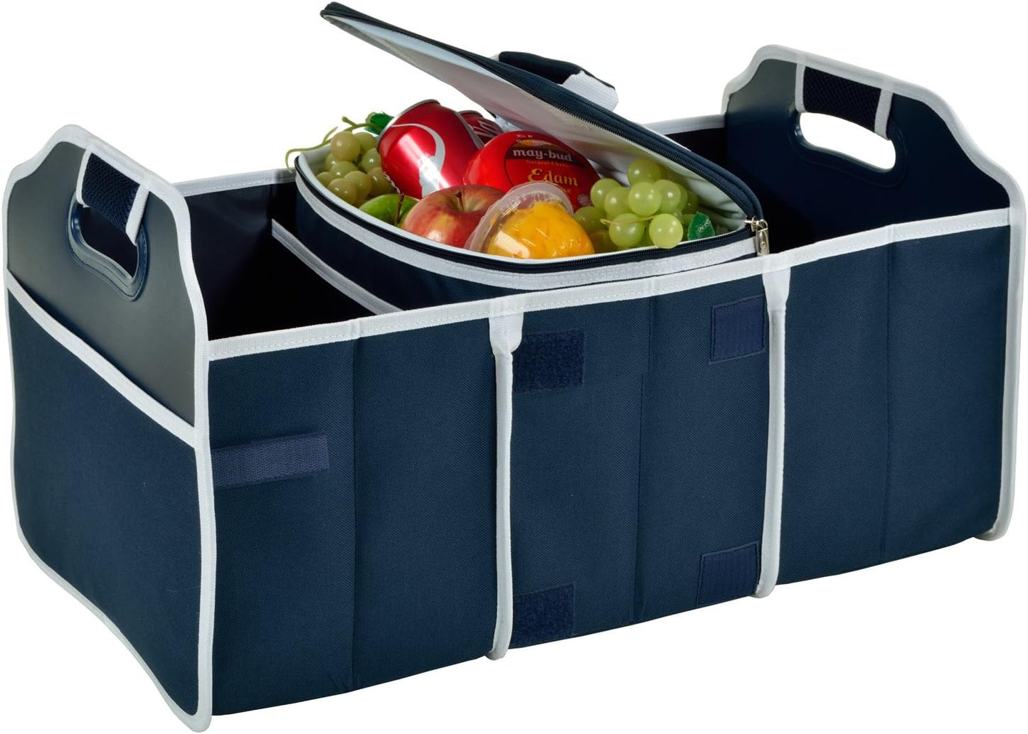 Picnic at Ascot Original Folding Trunk Organizer With Cooler, Red Chevron