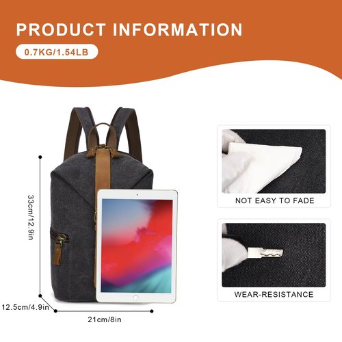 KouLi Buir Canvas Sling bag,Small Crossbody Backpack,Convertible Chest Bag Casual Daypack For Outdoor Cycling Hiking Travel (B2463-Black)