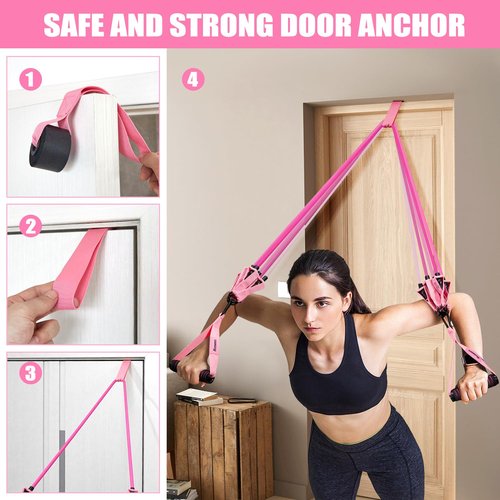 Resistance Bands,Pilates Bar Kit with Resistance Bands, Exercise Bands with Handles for Working Out, Pilates Workout Equipment for Legs, Hip, Waist, Arm, Squats Exercise Equipment for Home Workouts
