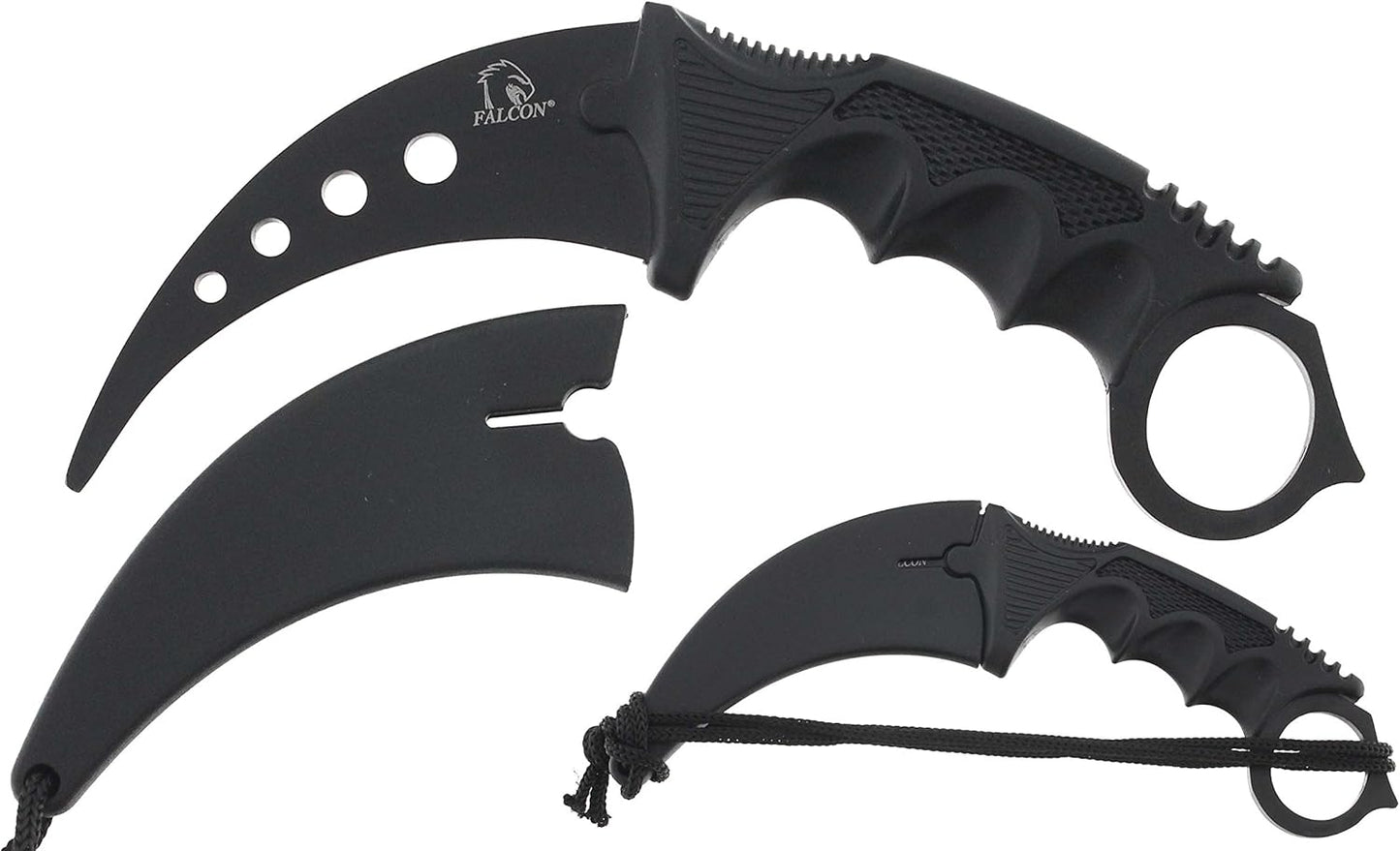 Falcon 7.5" Tactical Fixed Blade Training, No Edge. For Training Purpose Only (Black)