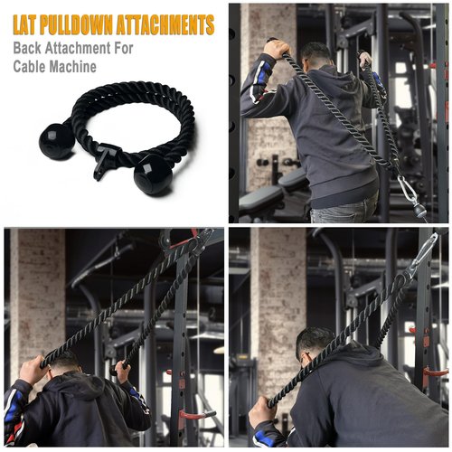 KORIKAHM Long Tricep Rope, Rope Pull Down Attachment 47 55 Inch Length Long, Tricep Rope Cable Attachment, Tricep Pull Down Rope for Home Gym Pulley System,Cable Machine Attachment (Length 63'')
