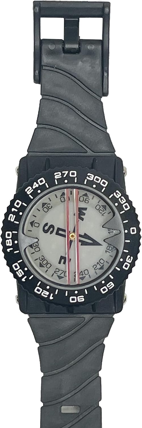 Scuba Choice Diving Deluxe Wrist Compass – 2.3” Display, Accurate Underwater Navigation, 15” Strap, Depth Rated 80m, 25° Tilt, Durable -5°C to 55°C, Made in Taiwan