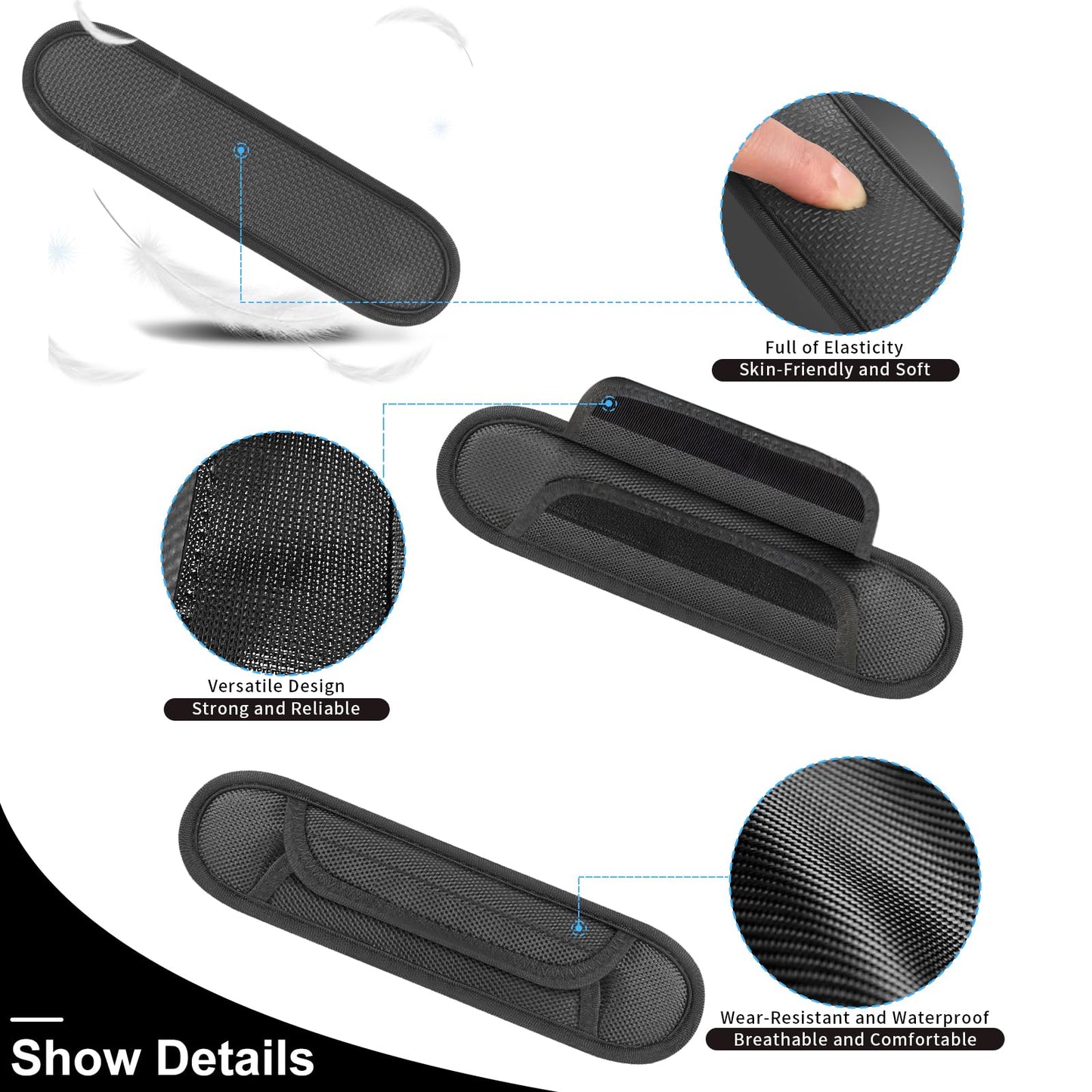 FIEIL 2 Pack Breathable Universal Shoulder Pad, Silica Gel Backpack Strap Pads, for Shoulder Bags, Guitar Strap, Detachable Shoulder Strap Pad Pads Help Relieve Shoulder Pain(Anti-Slip Texture)