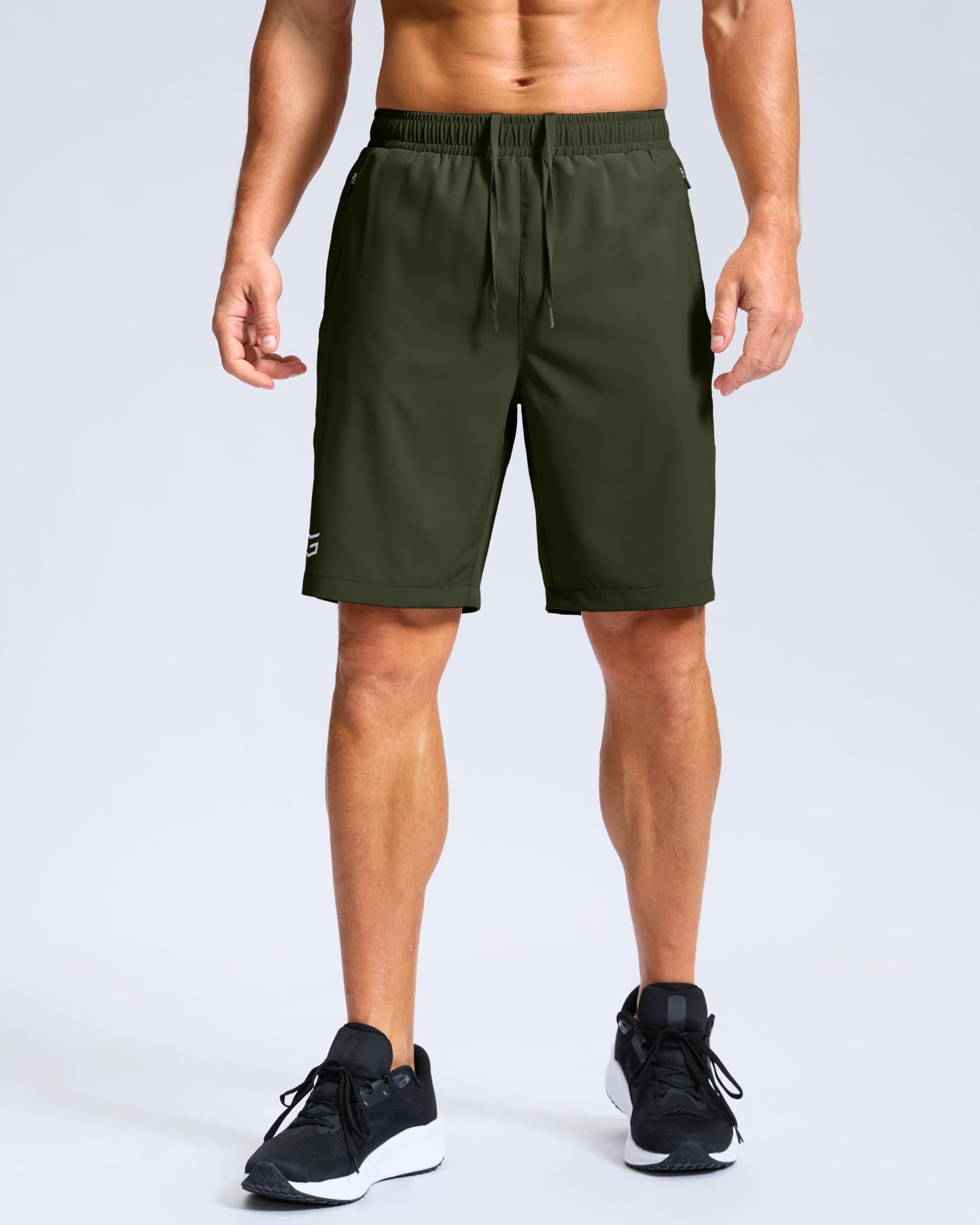 G Gradual Men's Athletic Running Shorts with Zipper Pockets Quick Dry 7"/ 5"/ 9" Workout Gym Shorts for Basketball Hiking(Olive,9XXL)