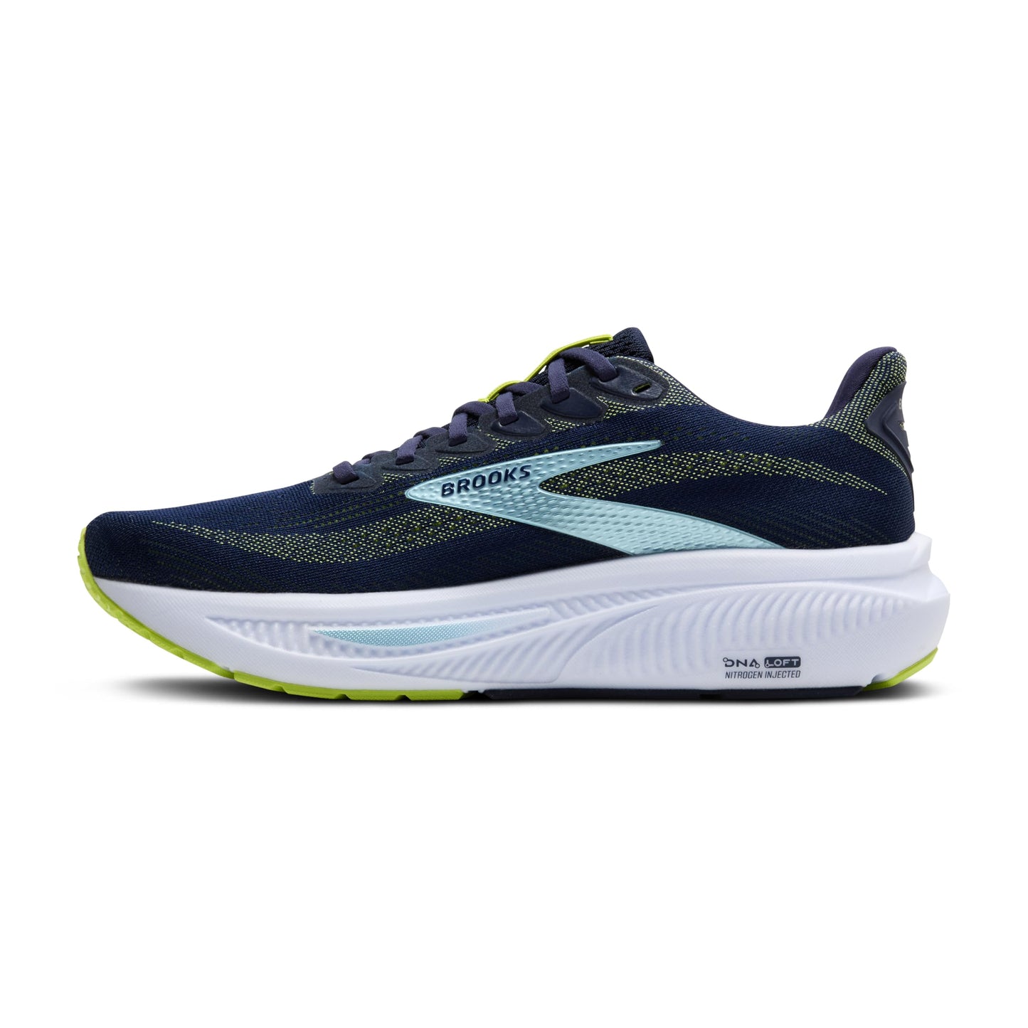 Brooks Men’s Ghost 17 Neutral Running Shoe - Peacoat/Lime/Blue - 8.5 Medium
