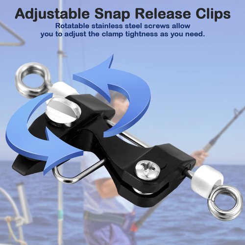 VercanMonth 6 Pcs Outrigger Release Clips Downrigger Release Clips with Adjustable Tension Planer Board Clips Downrigger Fishing Kite for Trolling Offshore Fishing Accessories (White)