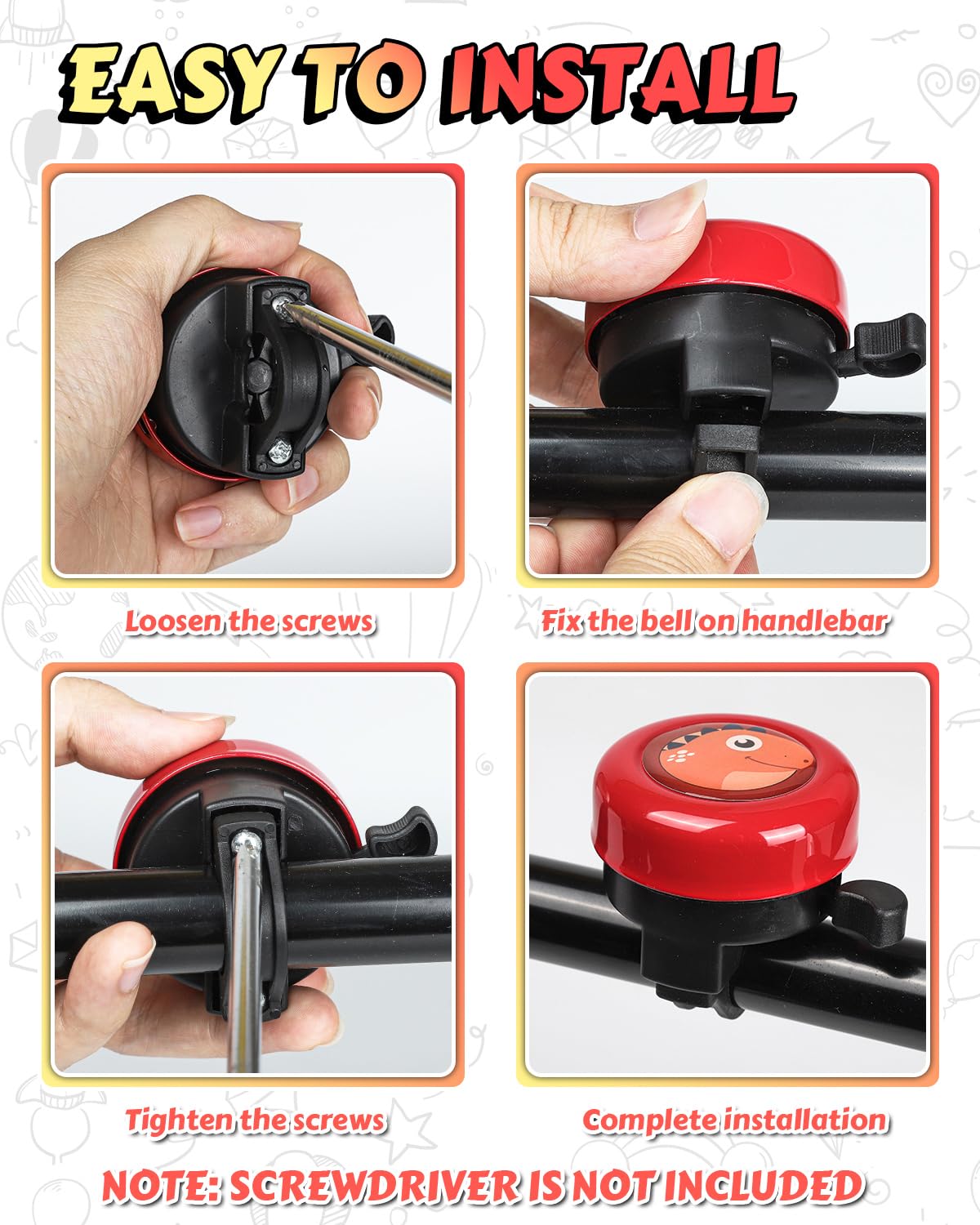 VICTGOAL Bike Bell for Kids with Loud Clear Sound, Bicycle Bell Scooter Bike Horn Ringtone Alert Cute Cycling for Toddler Children Boys Girls (Red)
