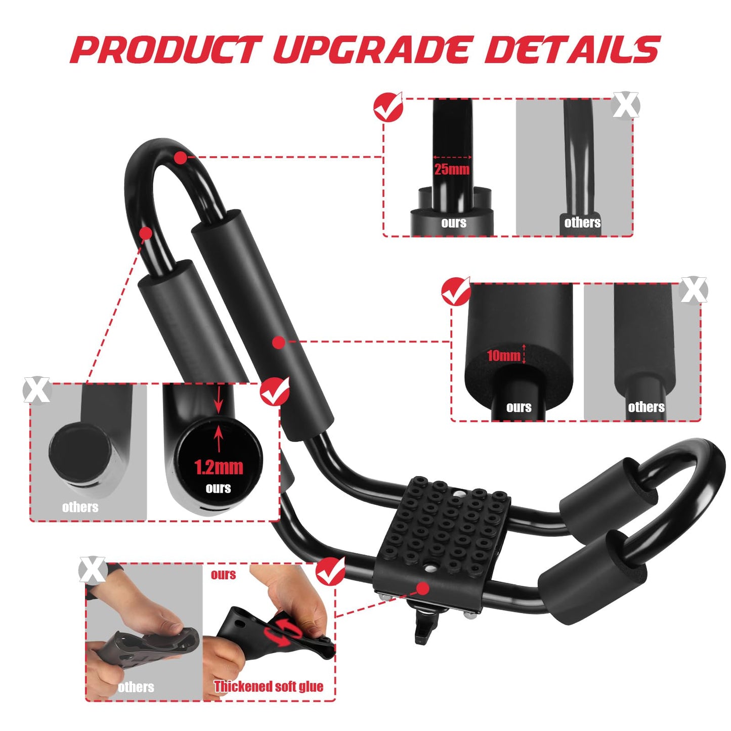 FORWODE Heavy Duty Kayak Roof Rack, 2 Pair J-Bar Kayak Rack with 4 Ratchet Tie, 4 S-Hook Ratchet Straps, 4 Anchor Belts for Kayak Canoe Boat Surf Ski on SUV Car Truck Crossbar