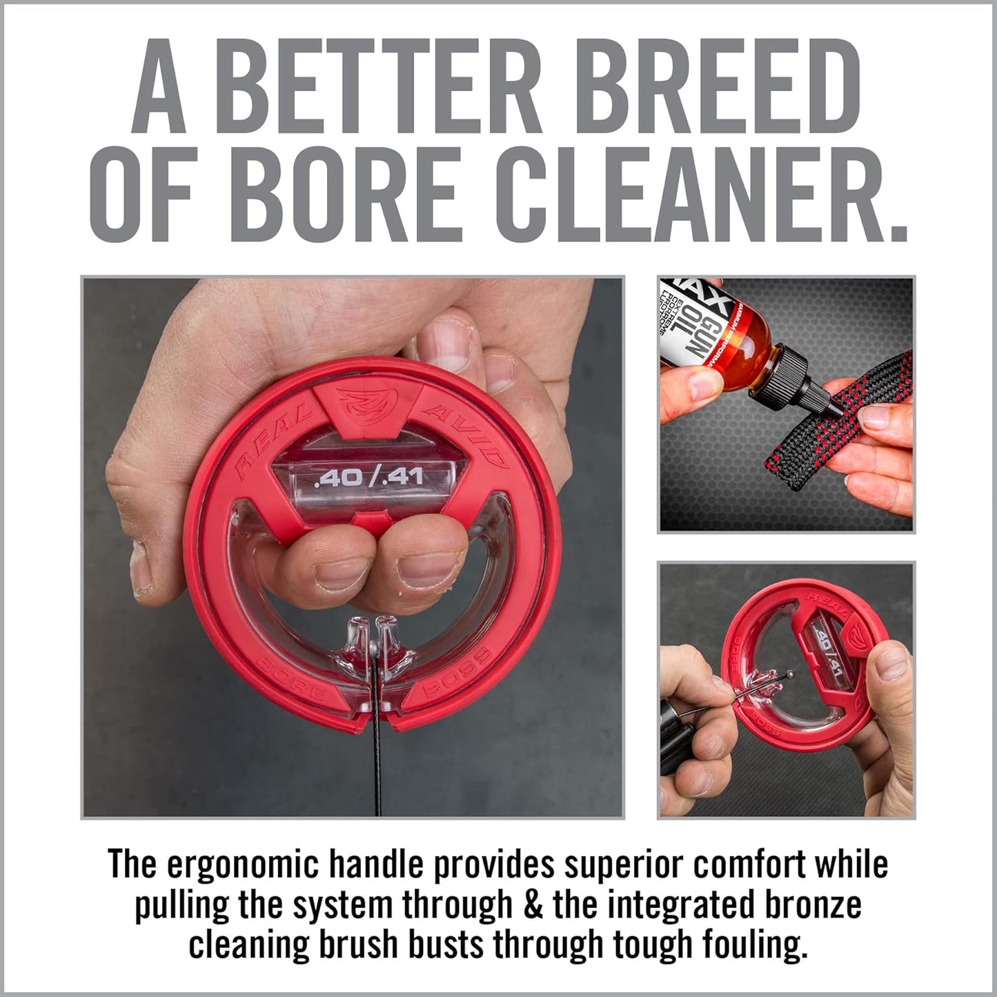 Real Avid Bore Boss Gun Cleaning System - Rapid Pull Through Barrel & Bore Cleaning Cable with Integrated Brush & Mop - Choose Style Below