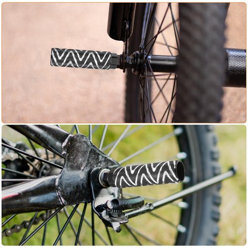 HARFINGTON 2 Pairs Bike Pegs Aluminum Alloy Rear Stunt Pegs Anti-Skid Foot Pedals Fit 3/8" Axles for Mountain Bike BMX, Black & Silver