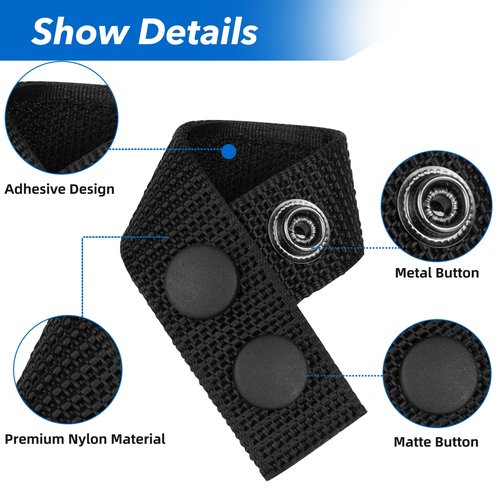 Nylon Belt Keepers for Duty Belt 2¼" Wide with Double Snaps - 6 Pack Tactical Gear Accessories for Police Security Equipment, Heavy-Duty Black Belt Clips & Secure Holder (Fits 2"-2.25" Duty Belts)