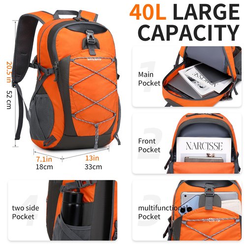 SHENHU 40L Hiking Backpack Lightweight Daypack Waterproof Travel Camping Backpack for Men Women Sport Packable