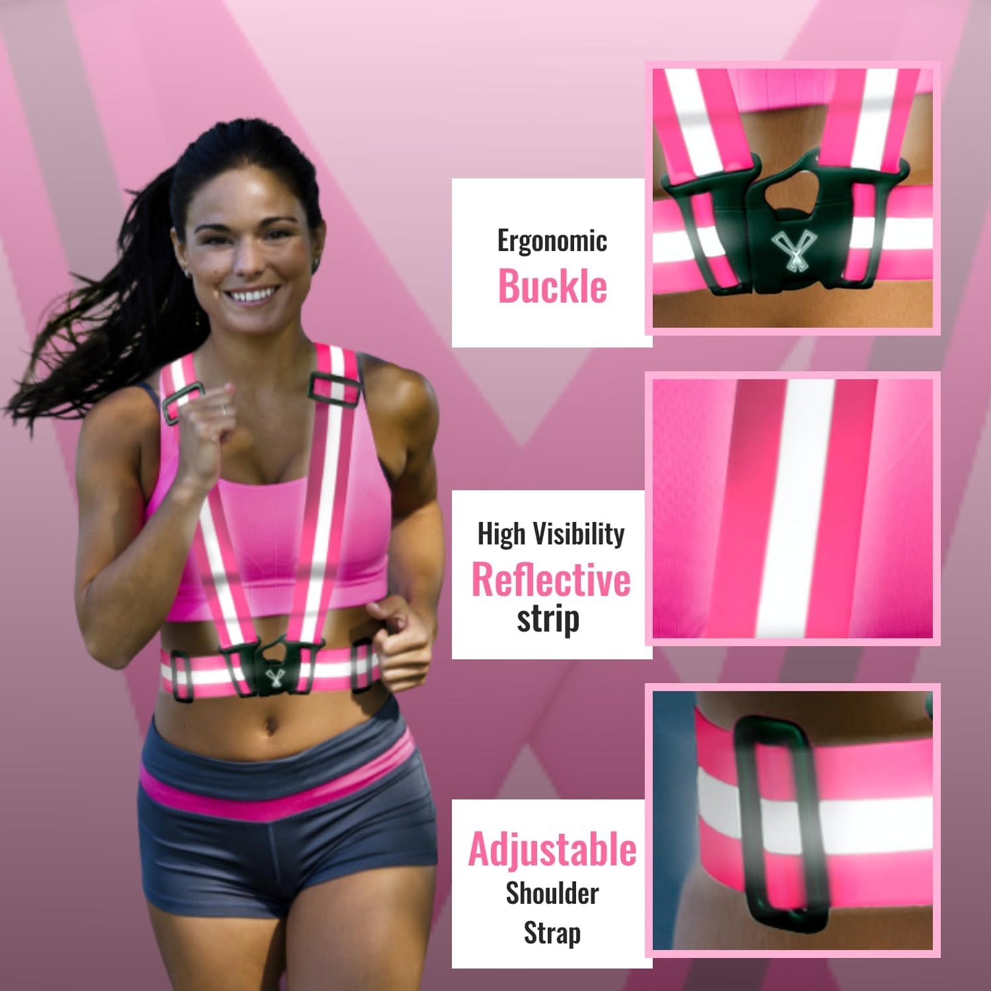 Reflective Vest with Hi Vis Bands, Fully Adjustable & Multi-Purpose Reflective Running Gear, Reflective Straps for Night