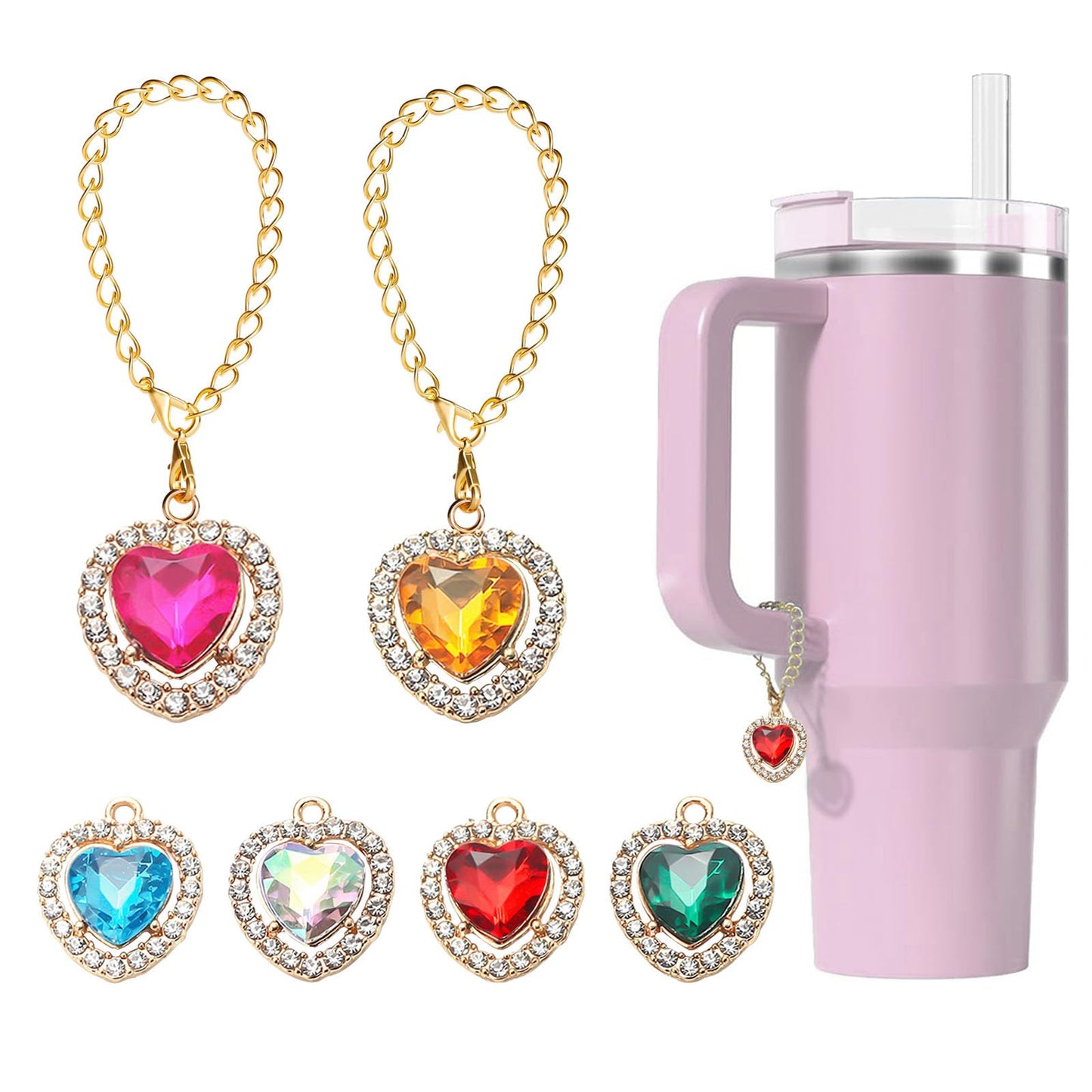 GENLEAS 6PCS Charms Accessories for Stanley Cup for Hydro Flask for Yeti for Others Water Cups with Handle, Personalized Identification Charms | Gifts for Women Men Him Her | Valentines Day Gift