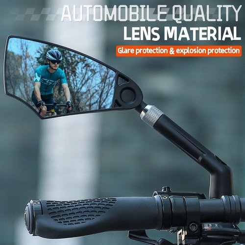 WEST BIKING Anti-Glare Handlebar Bike Mirror 1pcs, Left Side Bike Rear View Mirror With Retractable & 360 ° Adjustable Lens, Foldable Bicycle Mirror For 20-23mm Handlebar