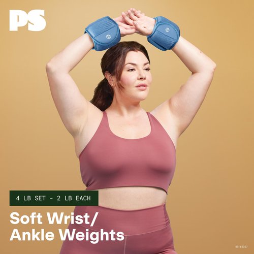 POPSUGAR Soft Wrist and Ankle Weights, 2 x 2 lb (Periwinkle) Wearable Weights, Strengthens, Tones & Sculpts, Adjustable Ankle Weights for Work from Home Fitness, Gym Accessories for Women & Men