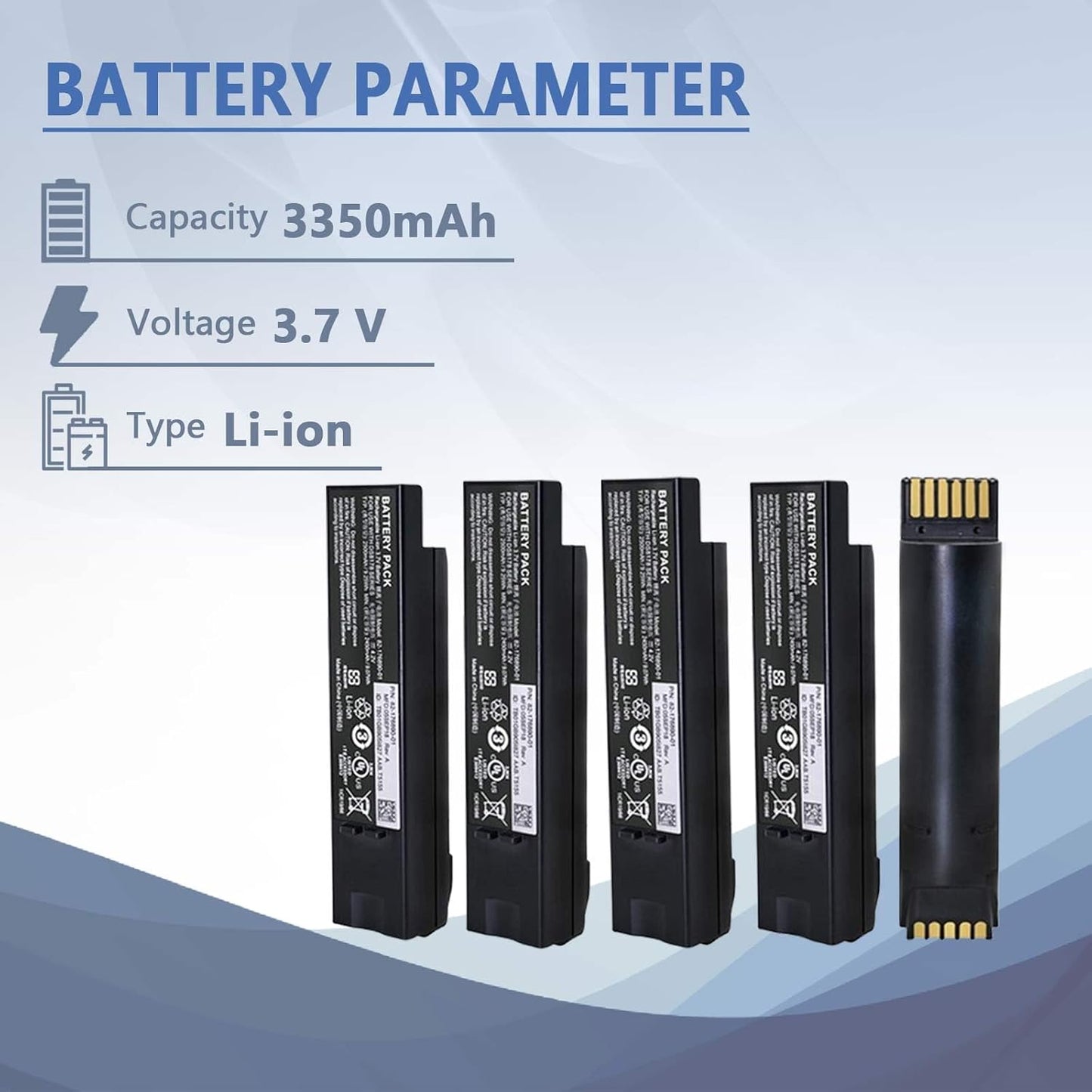 (5 Pack) Replacement for Zebra DS8178 Scanner Battery - DS8100 DS8170 DS6878-SR Handheld Barcode Scanner Battery 82-176890-01 3400mAh