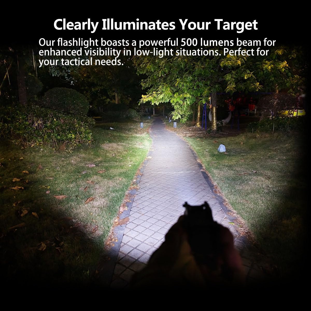 500 Lumens LED Rail Mount Tactical Gun Flashlight Pistol Light with Strobe, Quick Release for Hunting, Black