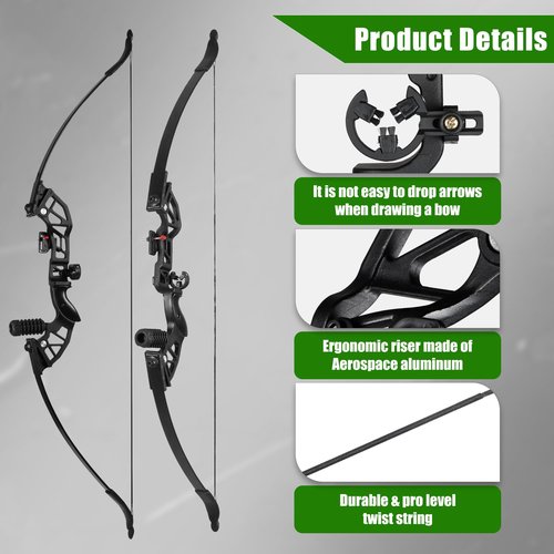 NorthSpoor 51" Recurve Bow and Arrow Adult Set, 40lb Takedown Archery Adult Bow Suitable for Outdoor Practice (Black)
