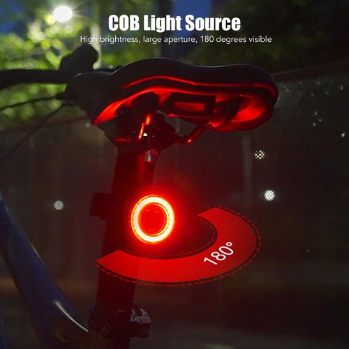 Sensing Tail Light, and Sensitive Brake LED Rear Light, USB Charging, IPX5 Waterproof, for Road Mountain Bikes