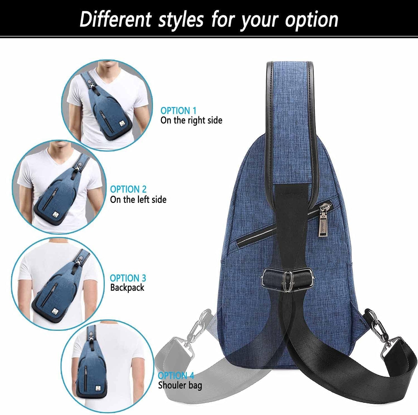 Small Sling Bag Crossbody Backpack Over the Shoulder Bag for Men Women Travel Outdoors, Lightweight Chest Pack (Small, Black)