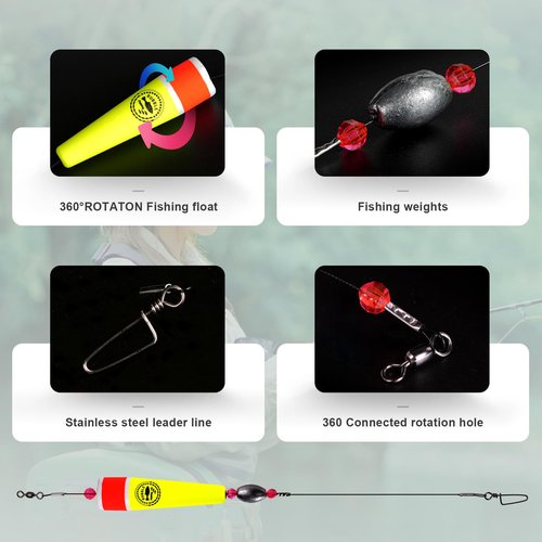 BUBBLE FISHING Fishing Floats Rigs Popping Corks for Saltwater Rattle Weighted Bobbers Fishing Tackle (4pcs, 5 in, Yellow)