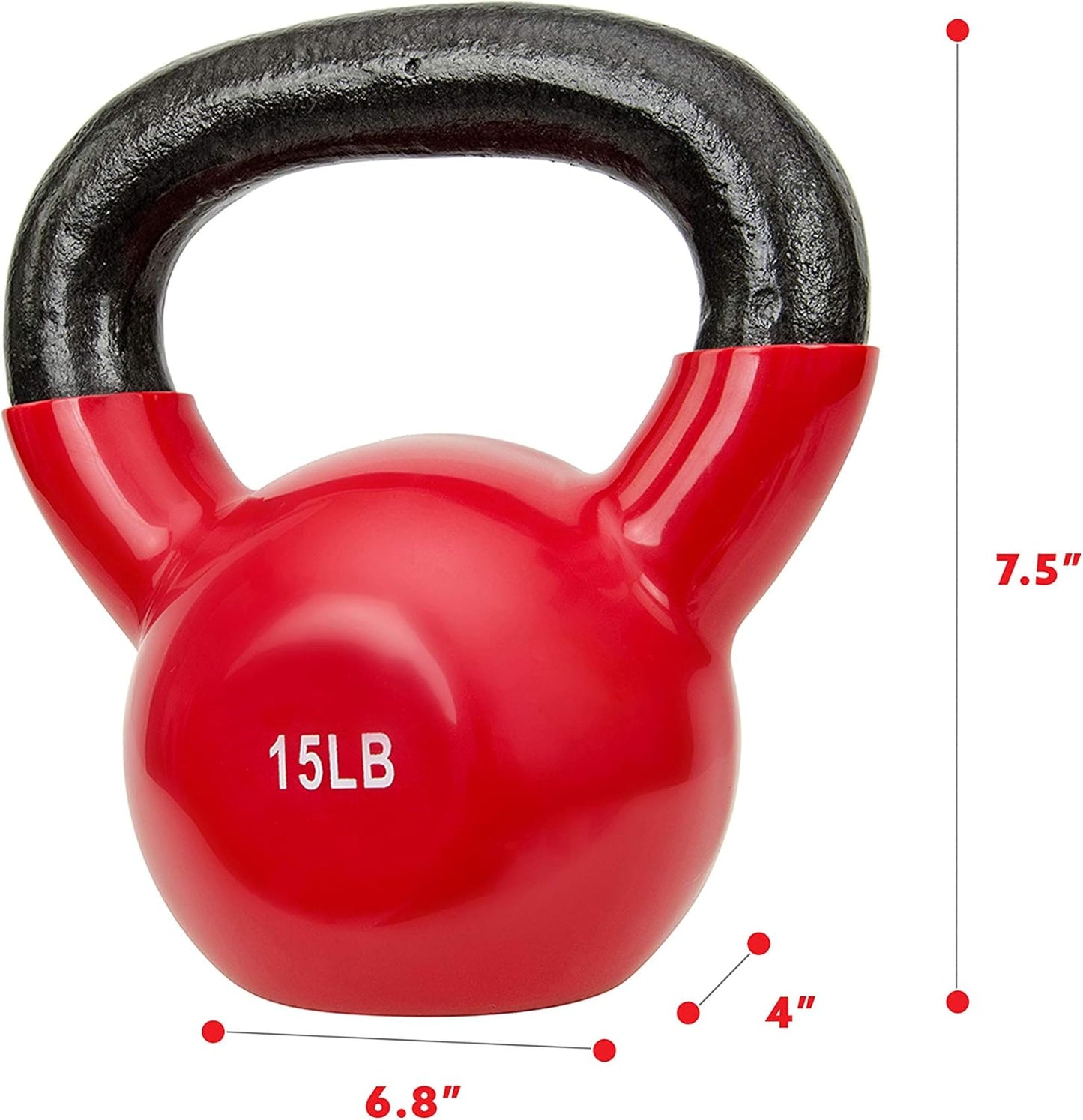 Sunny Health & Fitness Vinyl Coated Kettlebell for Strength Weight Training & Swinging Exercise - In 5, 10, 15, 20, 25 Pound