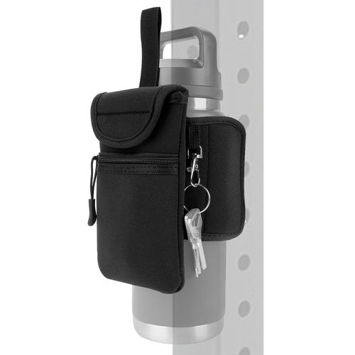 Linkidea Magnetic Water Bottle Sleeve Pouch Compatible with YETI Rambler Bottle 18oz/20oz/24oz/32oz, Hydro Flask Wide Mouth, Magnetically Waterbottle Bag for Gym with Pockets, Black