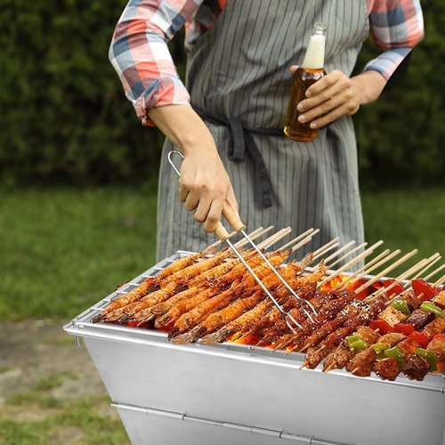SOPHREPT Portable Charcoal Grill, Stainless Steel Barbecue Grill, Compact Folding Design, Resistant High Temperature, Easy To Clean