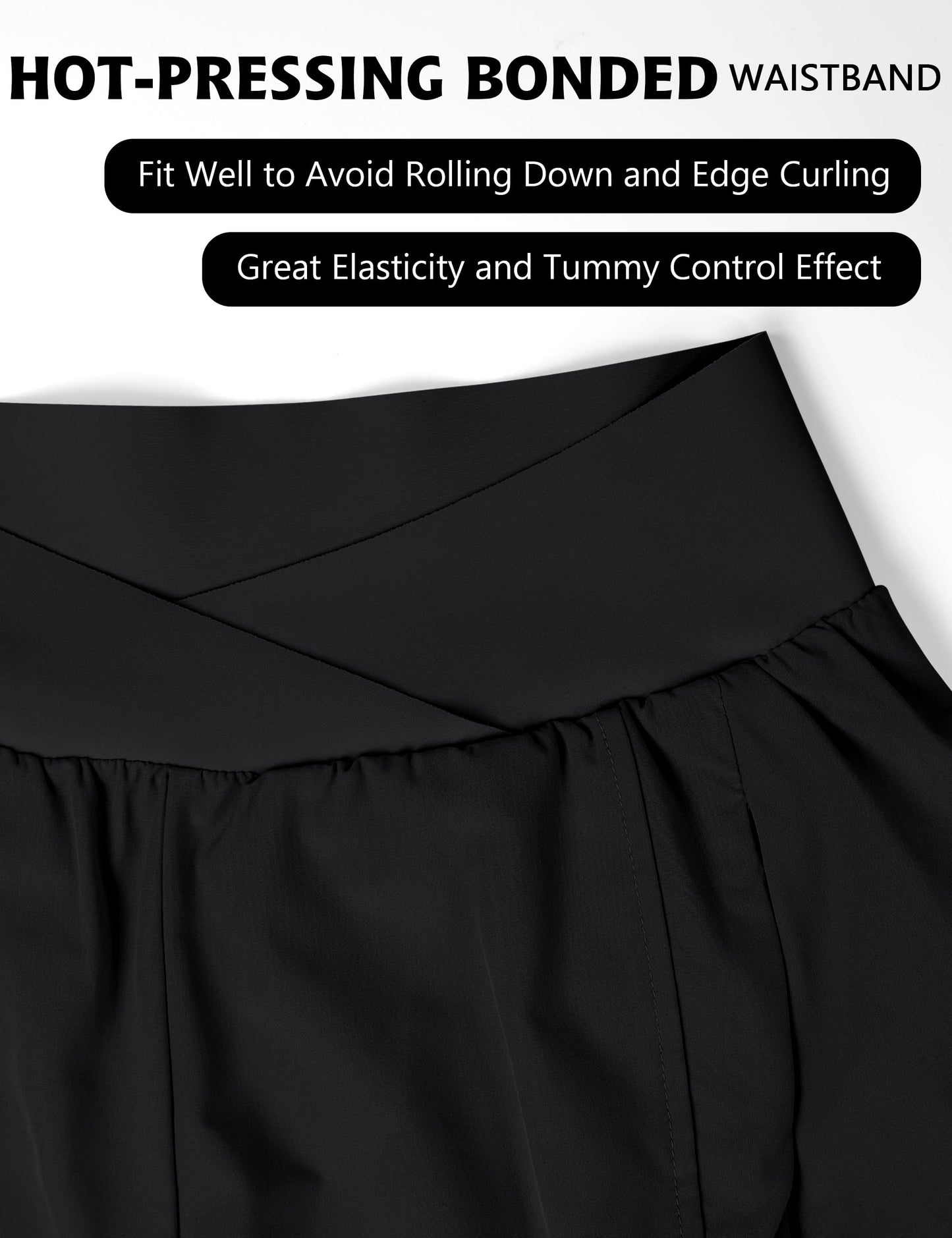 Blooming Jelly Women's Workout Shorts Athletic Running Crossover High Waisted Gym Sport Yoga Shorts with Zipper Pockets (Black with Yellow,Small)