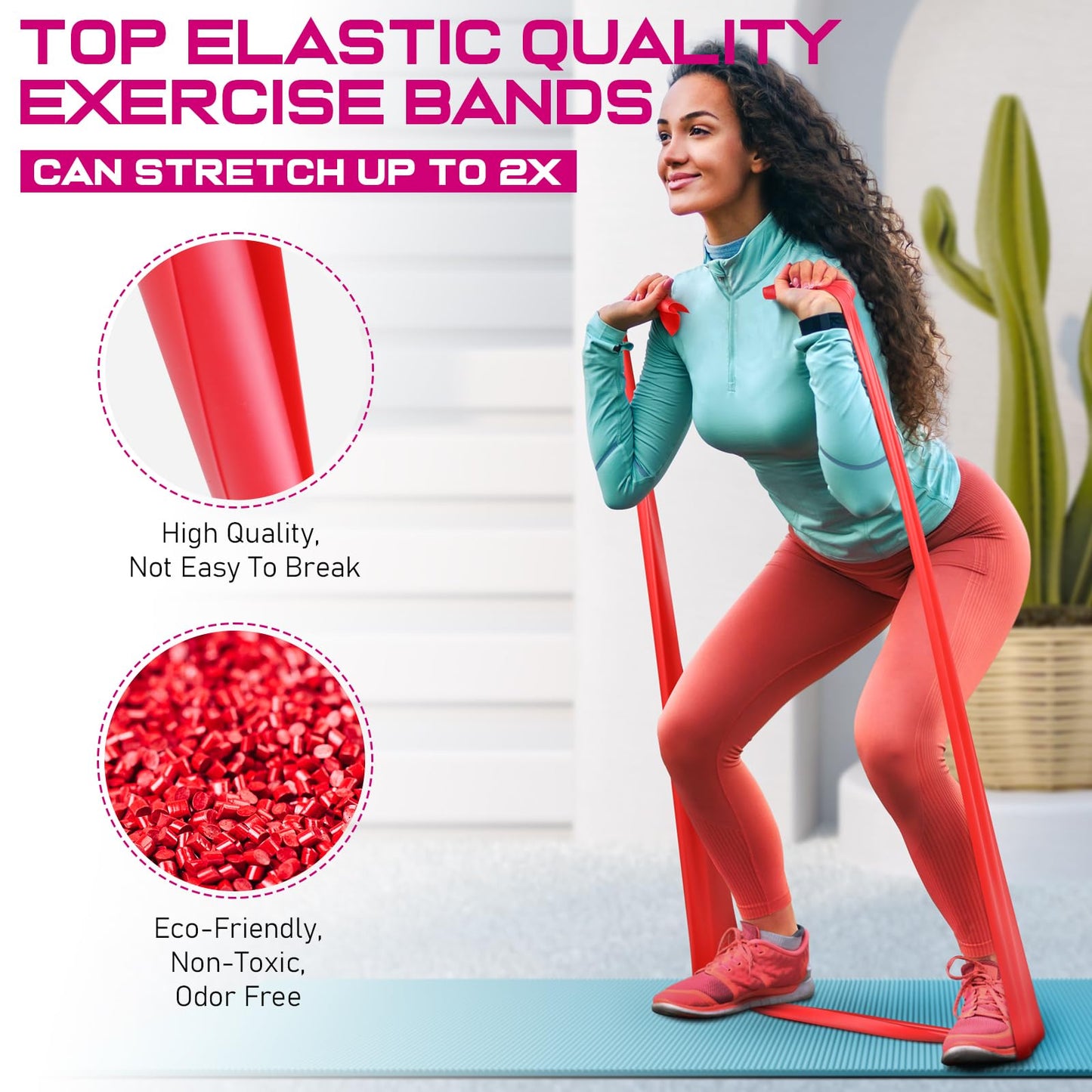 5.9ft Resistance Bands for Working Out, Figure 8 Fitness Resistance Bands for Physical Therapy, Stretch, Recovery, Pilates, Rehab, Strength Training and Yoga Starter Set