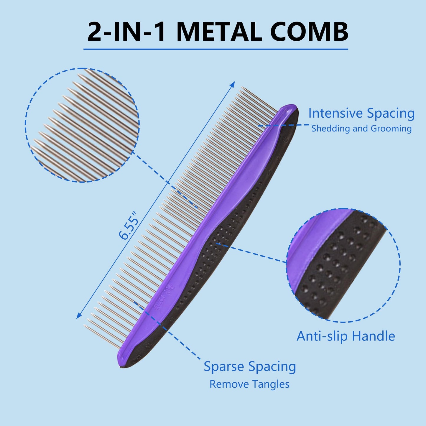 EAFBAO 5-in-1 Dog & Cat Extra Long Pin Grooming Kit Slicker Brush for Large Dogs Cats Remove Loose Fur, Undercoat Brush for Shedding, Dematting Comb & Cleaner for Long Haired Pets