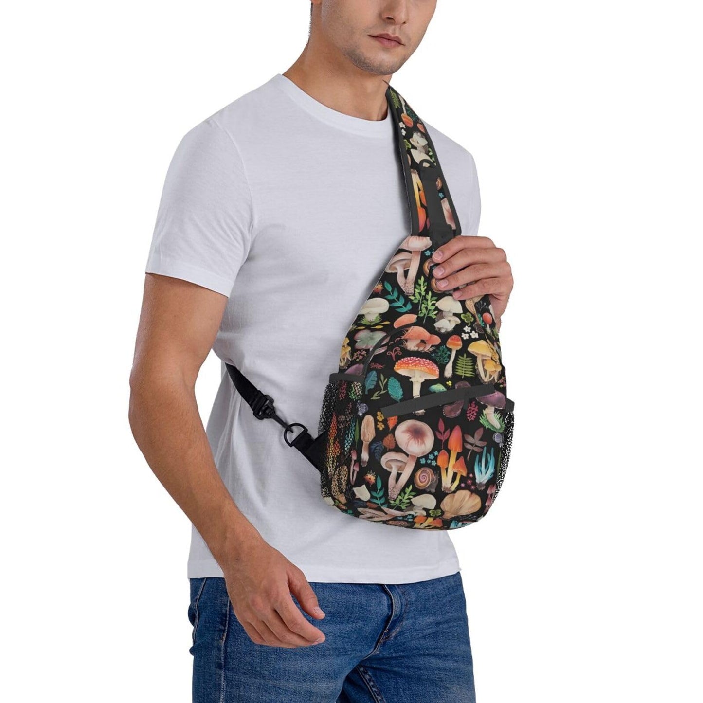 KAWOEEW Mushroom Sling Bag - Crossbody Backpack for Women & Men, Travel & Hiking, Mushroom Decor