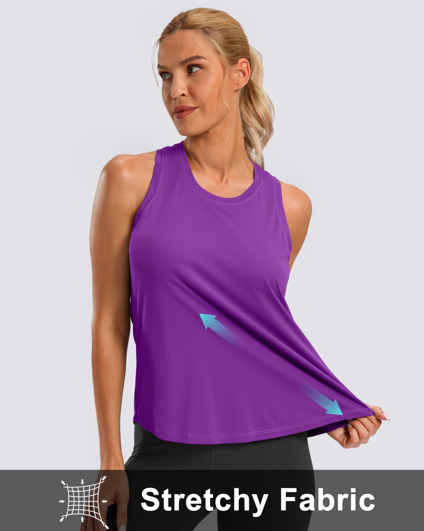 G Gradual Women's Workout Tank Tops Racerback Athletic Yoga Tops Loose Fit Sleeveless Running Gym Sports Shirts for Women(Dark Purple,L)