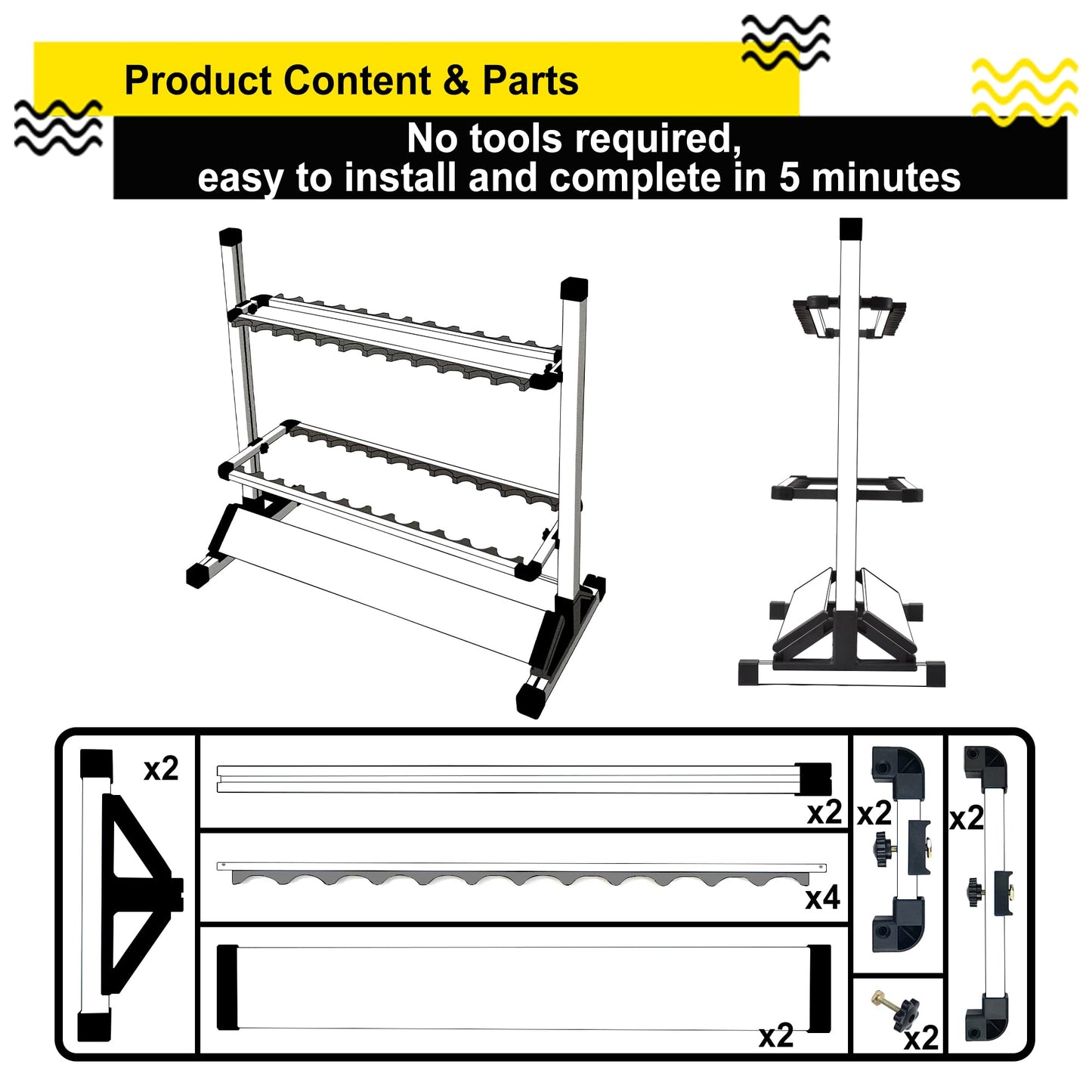 Jorazor Fishing Rod Holders,Fishing Pole Holders,Fishing Rod Rack,24 Slots to Hold Rods & Reel Combo,Lightweight Aluminum Vertical Fish Pole Garage Storage Ground Display Stand (Black)