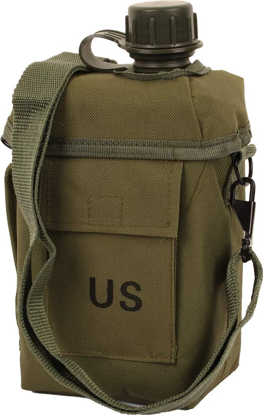 Mil-Tec Olive 2L Patrol Canteen with Cover & Strap - Durable Outdoor Gear