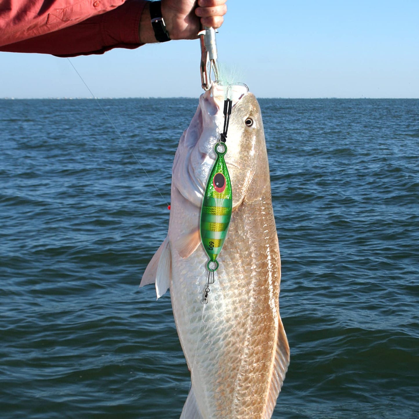 Gefischtter 5pcs Fishing Jigs Vertical Saltwater Jigs Metal Jigging Spoon Slow Sinking Glow Jigging Lure Deep Sea Fishing Lures with Assist Hooks for Tuna,Bass,Dogtooth,Grouper/60g