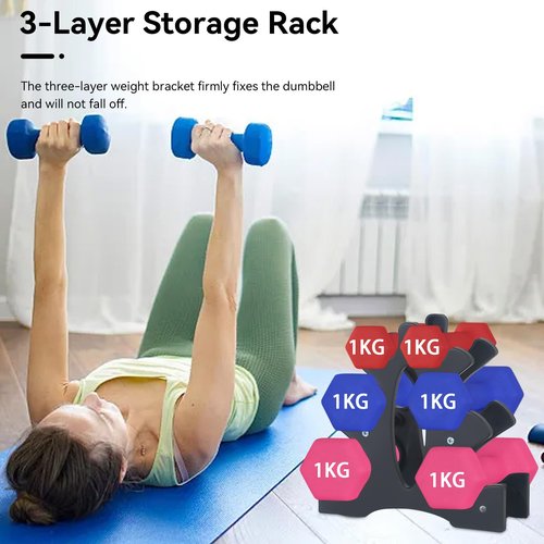 Dumbbell Rack（Without Weight）, 3 Tier 23x22.5x8.5cm Dumbbell Rack PP Triangular Rack Stand Multilevel Weight Holder Storage Accessories for Home Gym Exercise