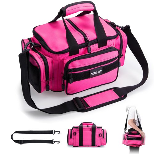 Goture Fishing Tackle Bag, Soft Side 600D Water-Resistant Cross Body Sling Fishing Bag, Small Saltwater Gear Storage Tactical Bags Store Up to 3 3600 Tackle Boxes(Not Included),14.96"x9.06"x7.48"