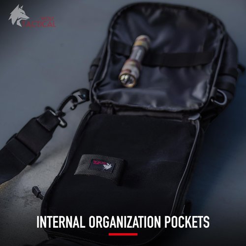 WOLF TACTICAL EDC Sling Bag - Concealed Carry Shoulder Bag for Range, Travel, Hiking, Outdoor Sports (Black Camo)