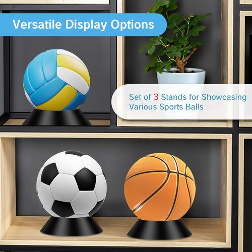 YAFIYGI 3 Pcs Ball Holder Stand for Displaying Memorabilia Basketball Football Volleyball Soccer Baseball Softball and Bowling Durable Base Stands for Exercise and Medicine Balls(4.2 Inch)