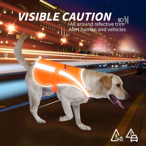 Reflective Dog Vest for Medium Large Breeds, High Visibility Dog Safety Vest with Removable Bell Keep Safe from Hunting, Training & Cars Accidents