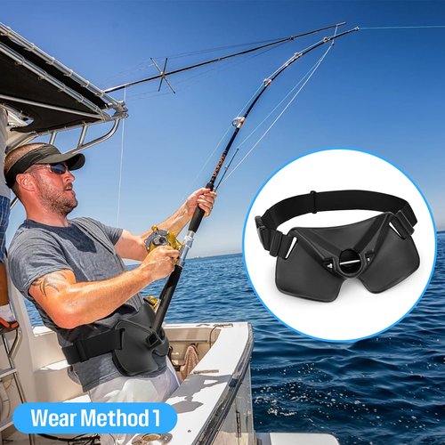 SAN LIKE Fishing Belt Rod Holder Adjustable Fishing Fighting Waist Belt with EVA Padded Great Plastic Material Fighting Belt (Black)