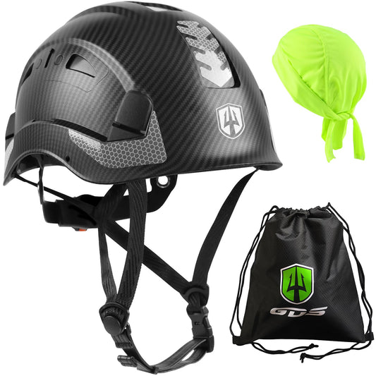 GREEN DEVIL Safety Helmet Hard Hat with Chin Strap Vented Lightweight Adjustable Hardhat for Men Women with Hi-Viz Design Ideal for Tree Climbing Work at Height