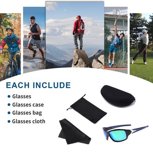 MALIDAK Wrap Around Polarized Sports Sunglasses for Men Women Teens, Ultra-Light Clear Vision for Cycling Driving Running