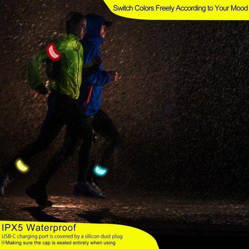 PEAKFIRE 7 Lights Colors Rechargeable LED Armband, 360° Reflective Running Light for Runners, High Visibility Light Up Reflective Running Gear for Walking Cycling at Night